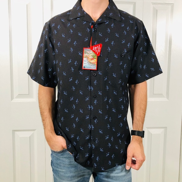 Haggar Black Martini Print Short Sleeve Shirt - Picture 3 of 8